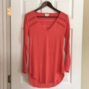 Anthropologie Crochet Trim Knit Top